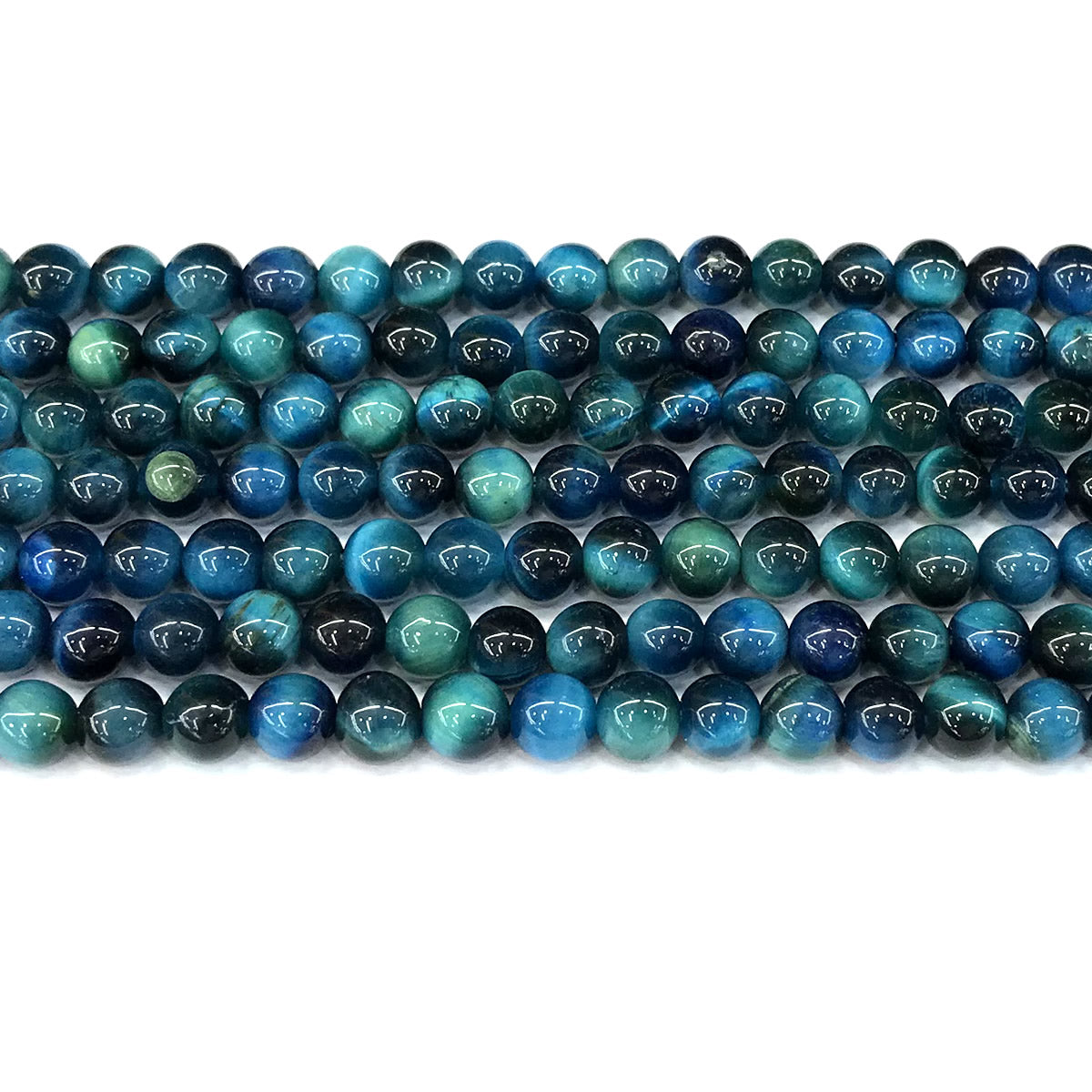 CTE311 Blue Tiger Eye Beads Smooth Round 6mm 15" Strand