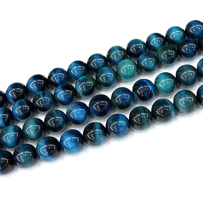 CTE313 Blue Tiger Eye Beads Smooth Round 10mm 15" Strand