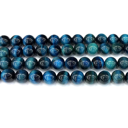 CTE313 Blue Tiger Eye Beads Smooth Round 10mm 15" Strand