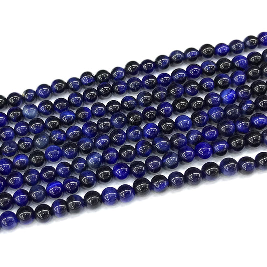 CTE320 Blue Tiger Eye Beads Smooth Round 4mm 15" Strand