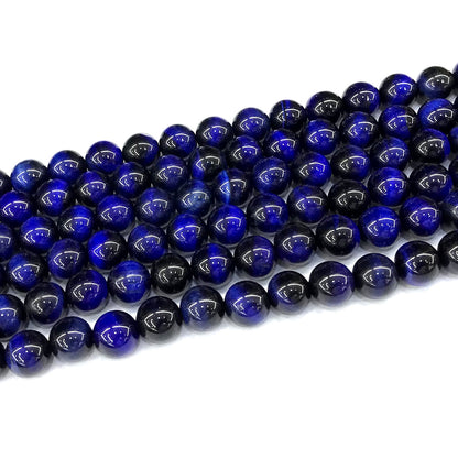 CTE322 Blue Tiger Eye Beads Smooth Round 8mm 15" Strand