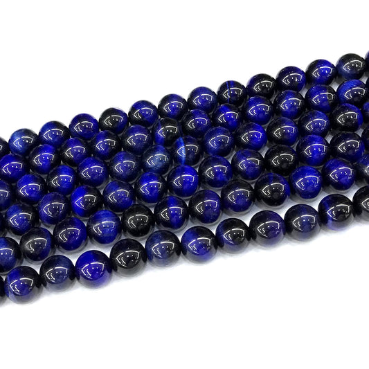 CTE322 Blue Tiger Eye Beads Smooth Round 8mm 15" Strand