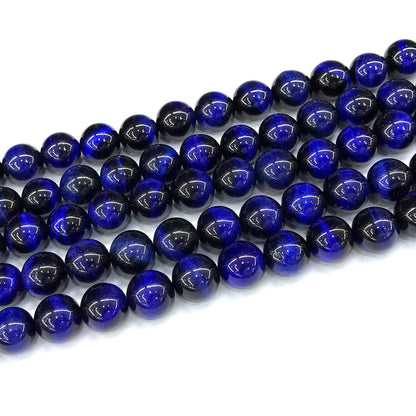 CTE323 Blue Tiger Eye Beads Smooth Round 10mm 15" Strand