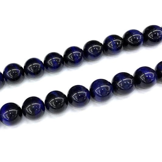 CTE325 Blue Tiger Eye Beads Smooth Round 14mm 15" Strand