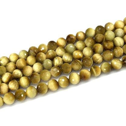 CTE351 Golden Tiger Eye Beads Faceted Round 8mm 15" Strand