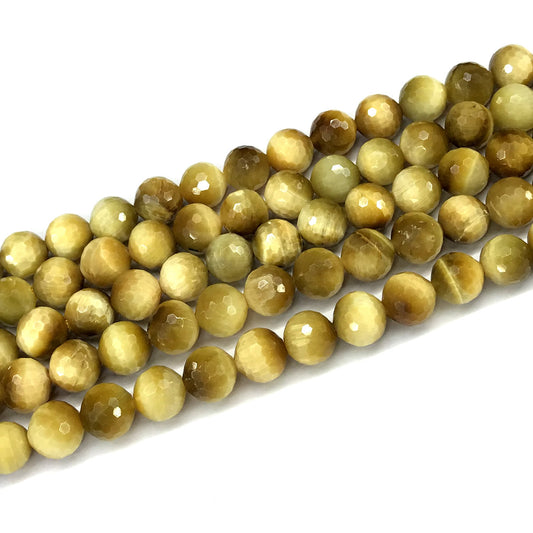 CTE352 Golden Tiger Eye Beads Faceted Round 10mm 15" Strand