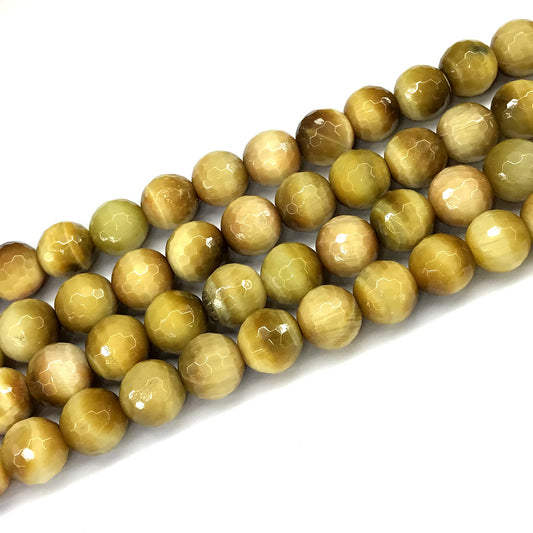 CTE353 Golden Tiger Eye Beads Faceted Round 12mm 15" Strand