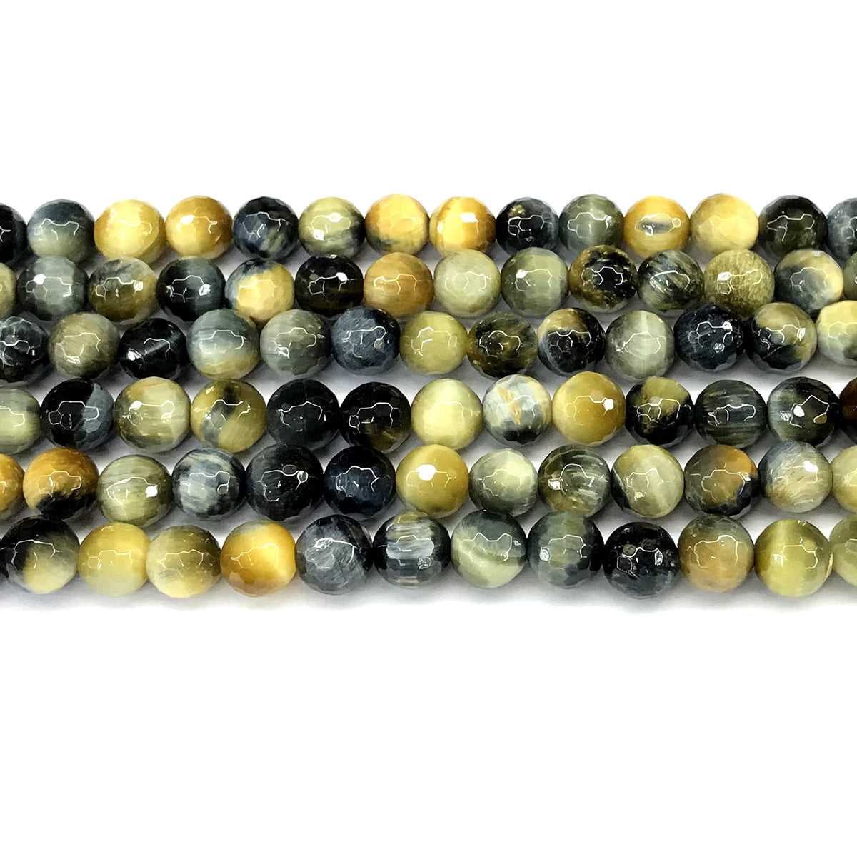 CTE356 Golden & Blue Tiger Eye Beads Faceted Round 8mm 15" Strand