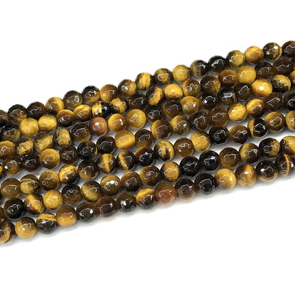 CTE360 Yellow Tiger Eye Beads Faceted Round 6mm 15" Strand