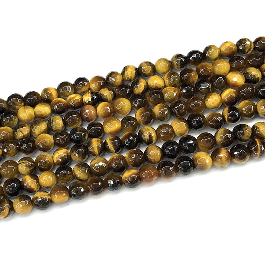 CTE360 Yellow Tiger Eye Beads Faceted Round 6mm 15" Strand