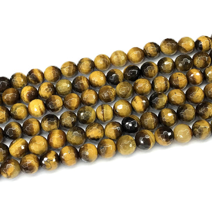 CTE361 Yellow Tiger Eye Beads Faceted Round 8mm 15" Strand