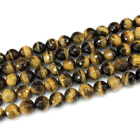 CTE362 Yellow Tiger Eye Beads Faceted Round 10mm 15" Strand