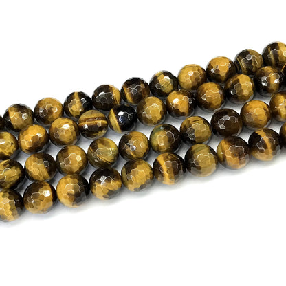 CTE363 Yellow Tiger Eye Beads Faceted Round 12mm 15" Strand