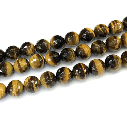 CTE364 Yellow Tiger Eye Beads Faceted Round 14mm 15" Strand