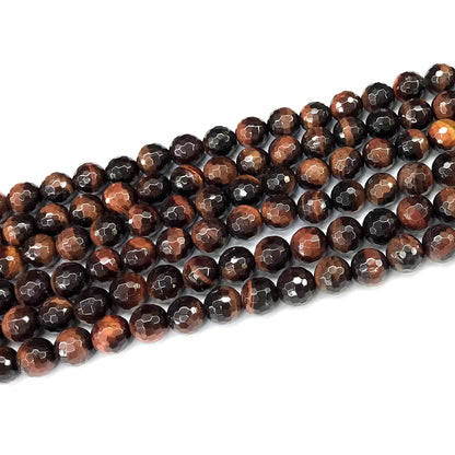 CTE365 Red Tiger Eye Beads Faceted Round 6mm 15" Strand