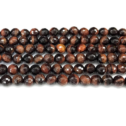 CTE366 Red Tiger Eye Beads Faceted Round 8mm 15" Strand