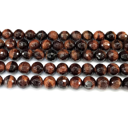 CTE367 Red Tiger Eye Beads Faceted Round 10mm 15" Strand