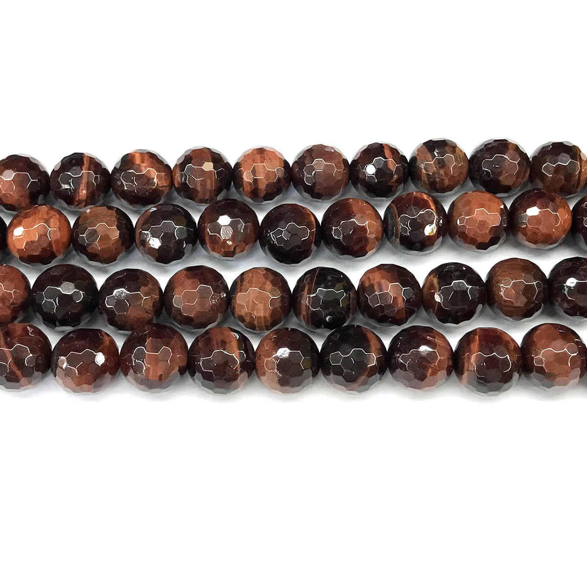 CTE368 Red Tiger Eye Beads Faceted Round 12mm 15" Strand