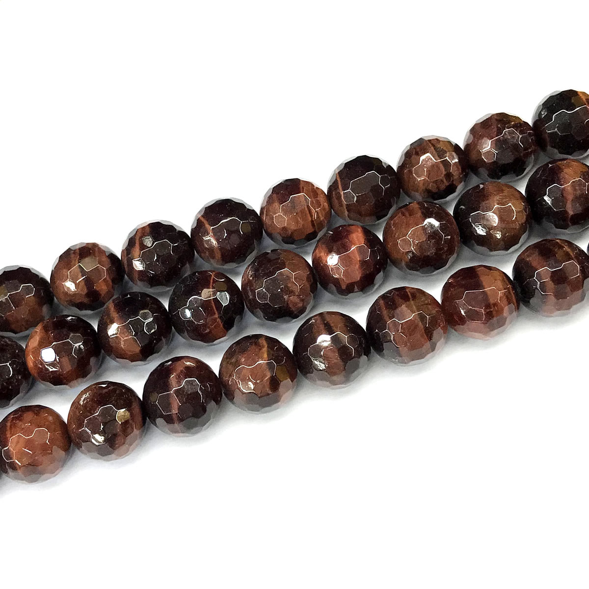 CTE369 Red Tiger Eye Beads Faceted Round 14mm 15" Strand