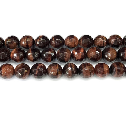 CTE369 Red Tiger Eye Beads Faceted Round 14mm 15" Strand