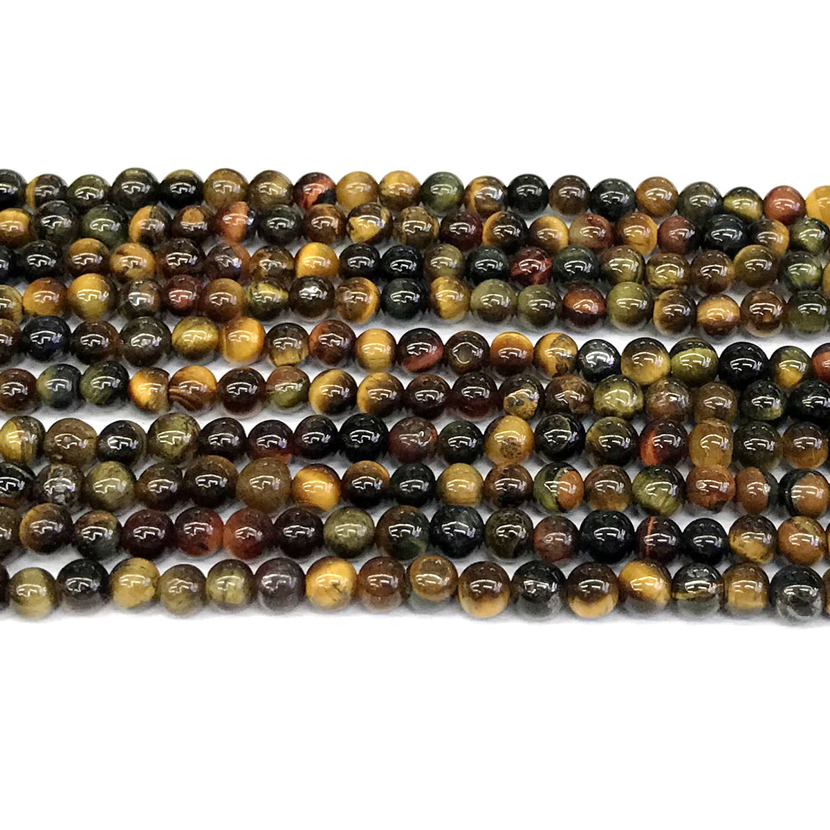 CTE37 Colorful Tiger Eye Beads Smooth Round 4mm 15" Strand