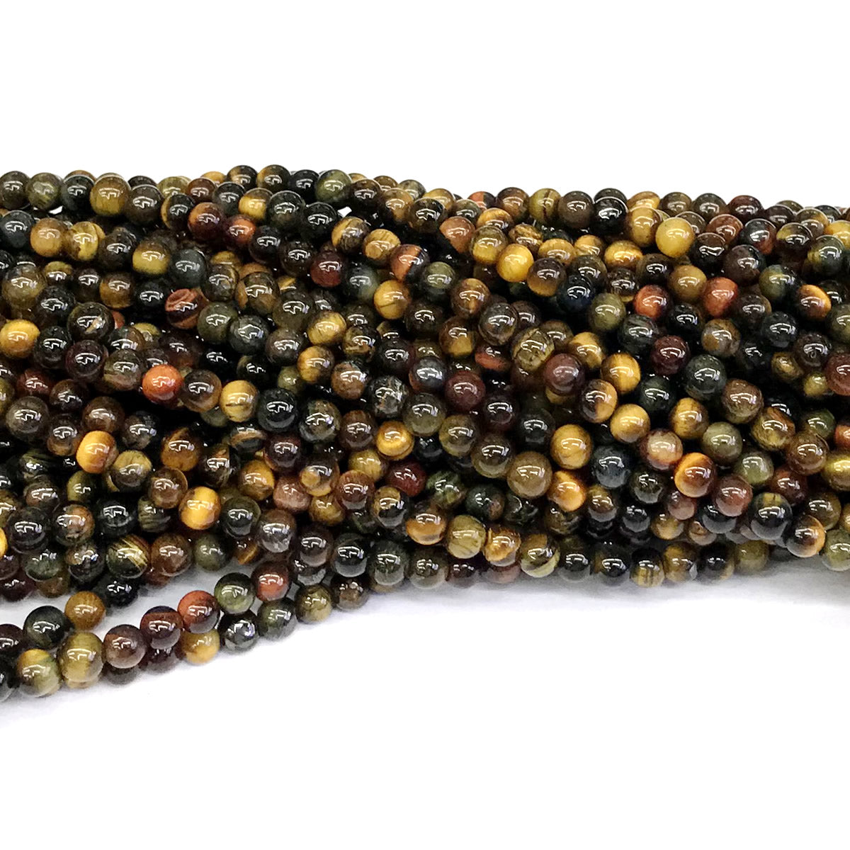 CTE37 Colorful Tiger Eye Beads Smooth Round 4mm 15" Strand