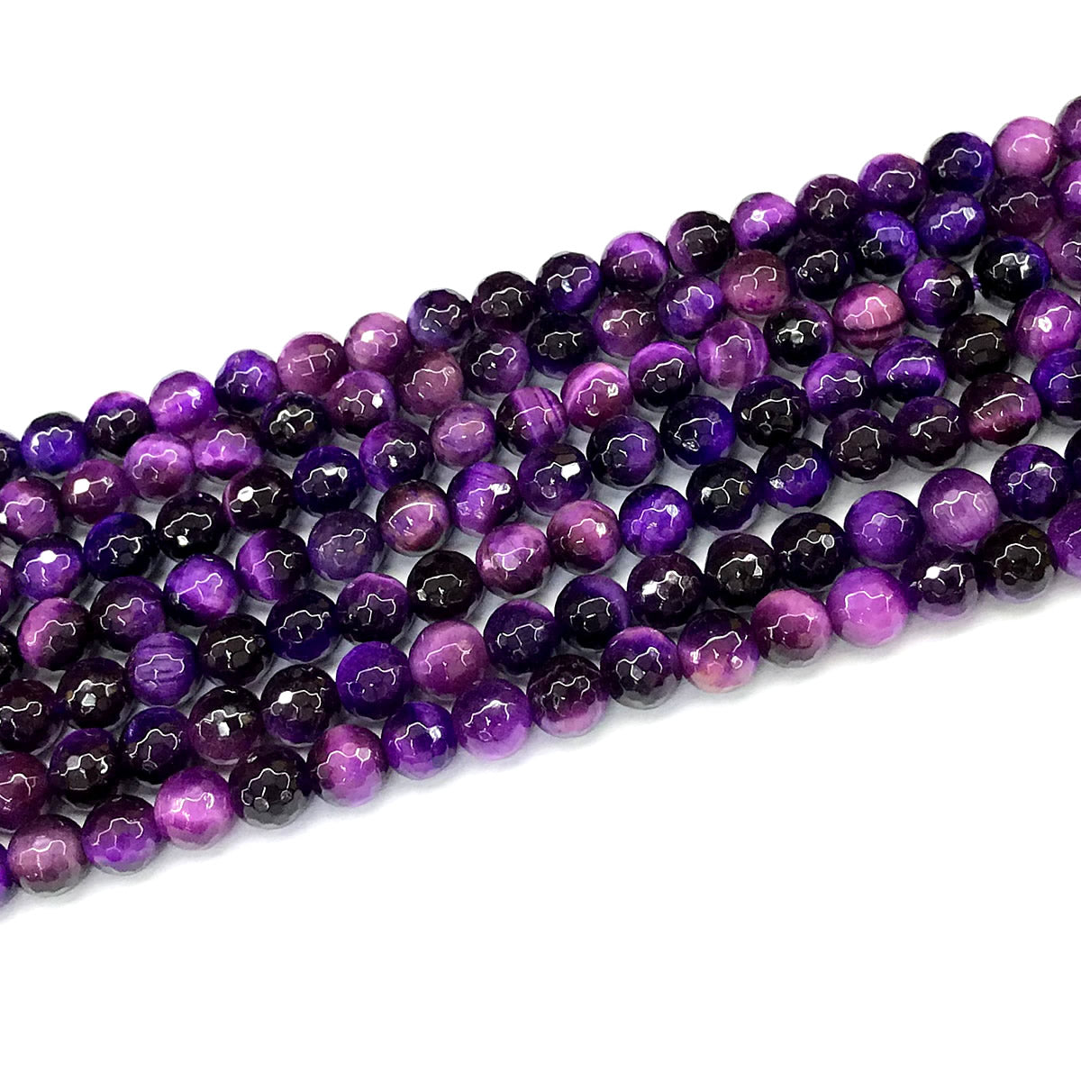 CTE370 Purple Tiger Eye Beads Faceted Round 6mm 15" Strand