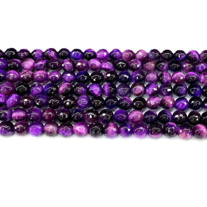 CTE370 Purple Tiger Eye Beads Faceted Round 6mm 15" Strand