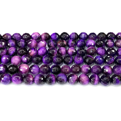 CTE371 Purple Tiger Eye Beads Faceted Round 8mm 15" Strand