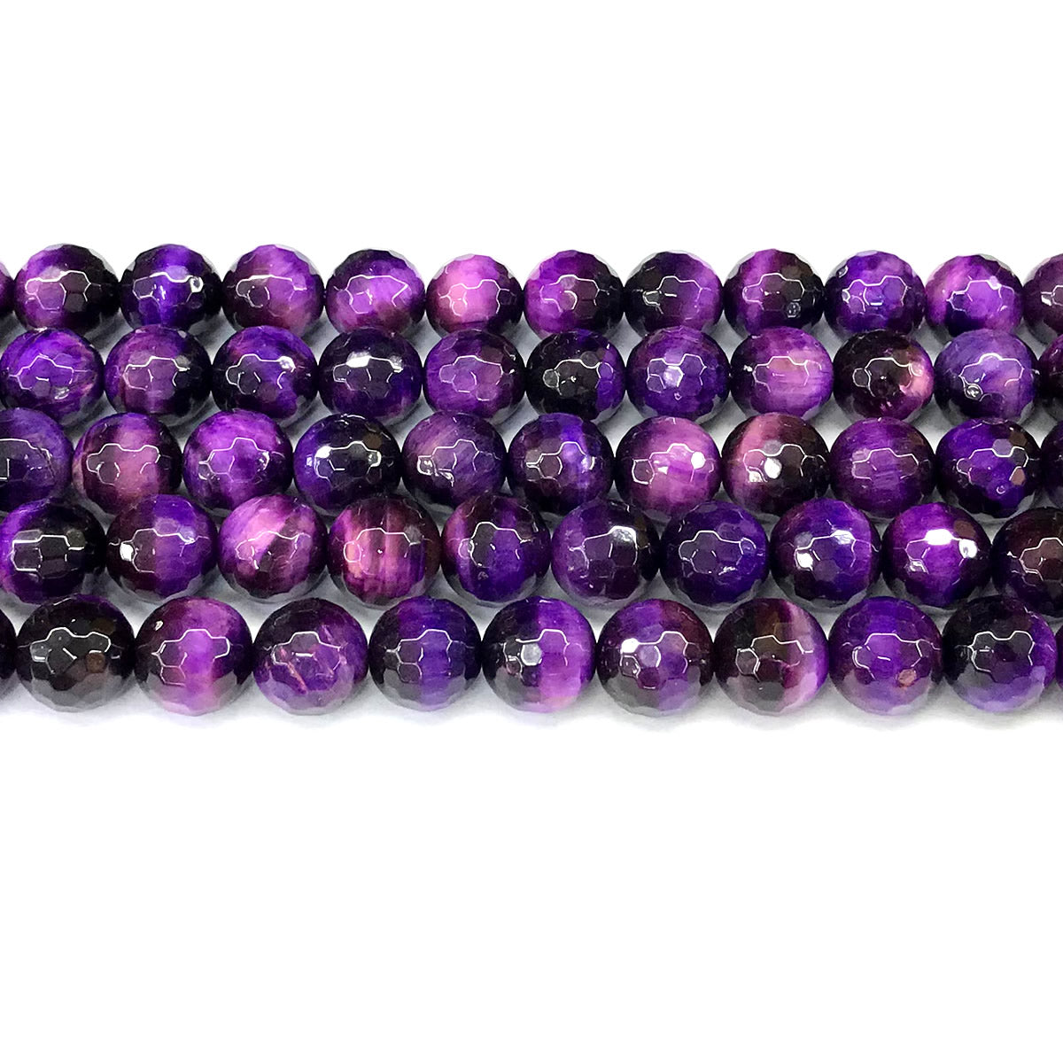 CTE372 Purple Tiger Eye Beads Faceted Round 10mm 15" Strand