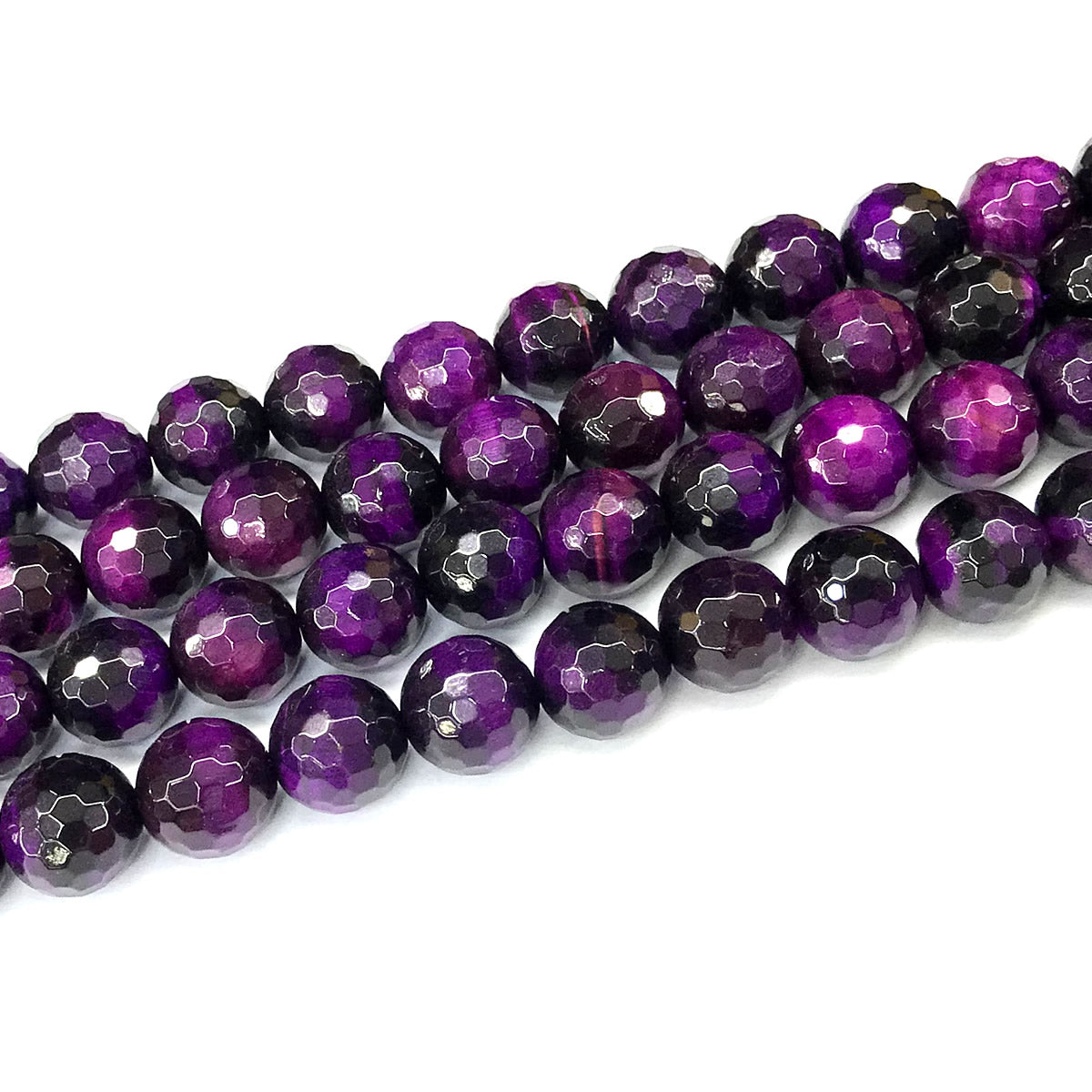 CTE373 Purple Tiger Eye Beads Faceted Round 12mm 15" Strand