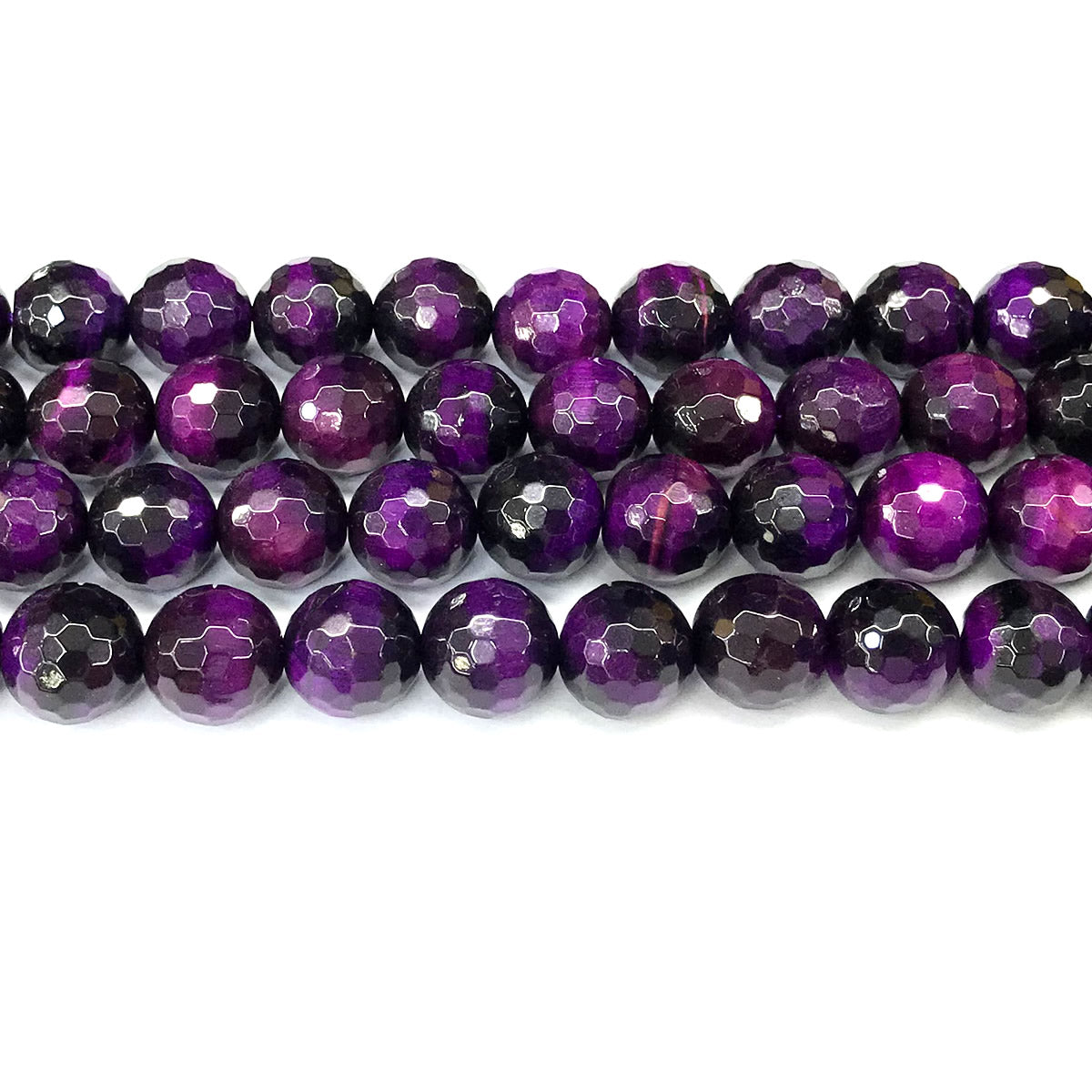 CTE373 Purple Tiger Eye Beads Faceted Round 12mm 15" Strand