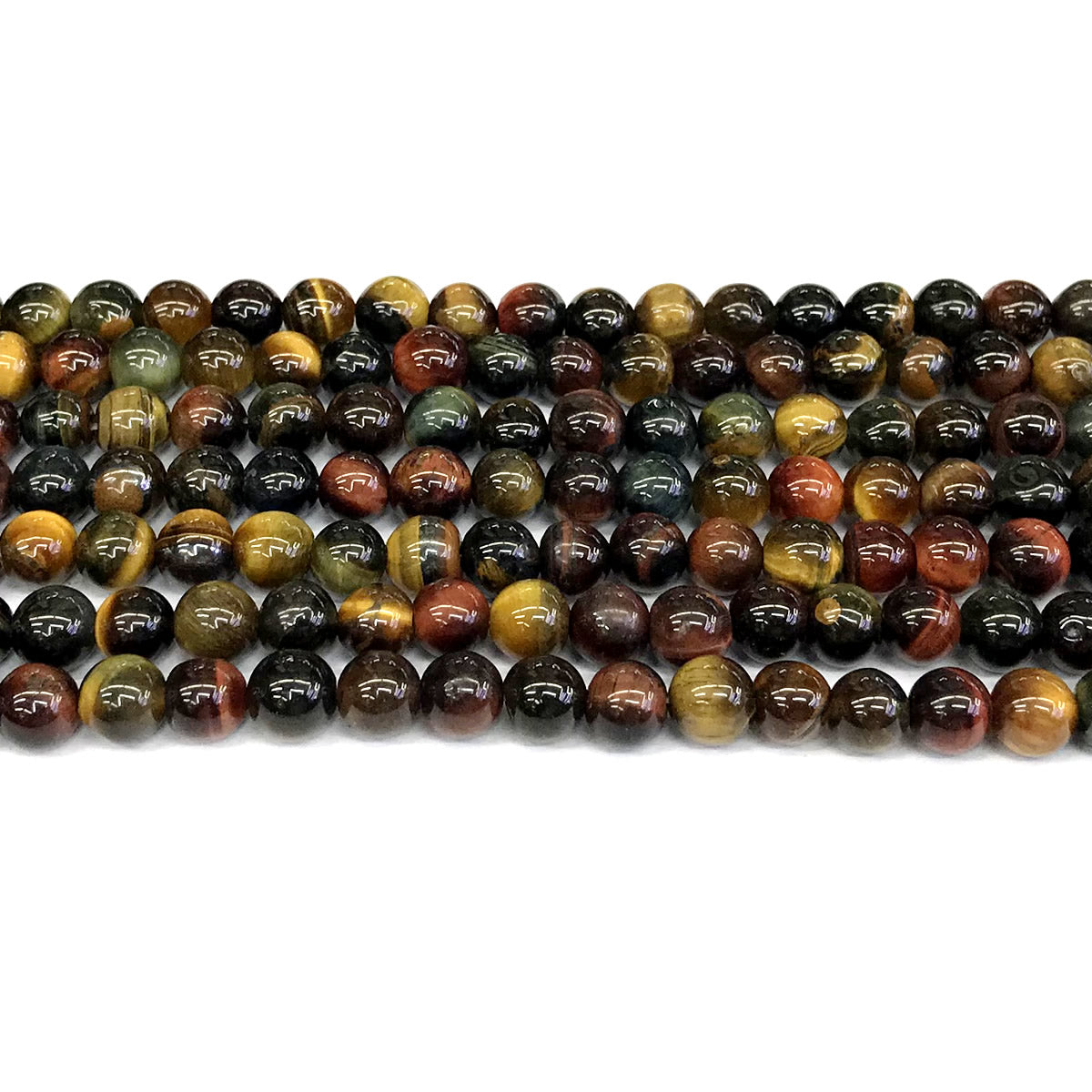 CTE38 Colorful Tiger Eye Beads Smooth Round 6mm 15" Strand