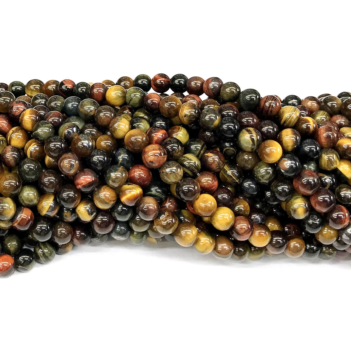 CTE38 Colorful Tiger Eye Beads Smooth Round 6mm 15" Strand