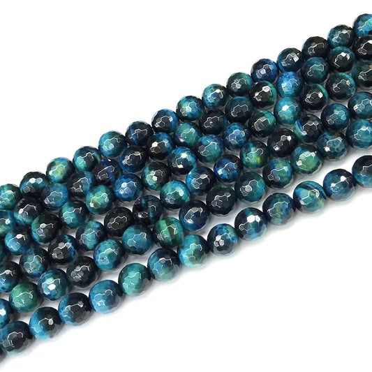 CTE380 Blue Tiger Eye Beads Faceted Round 6mm 15" Strand