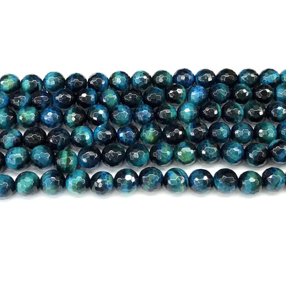 CTE380 Blue Tiger Eye Beads Faceted Round 6mm 15" Strand