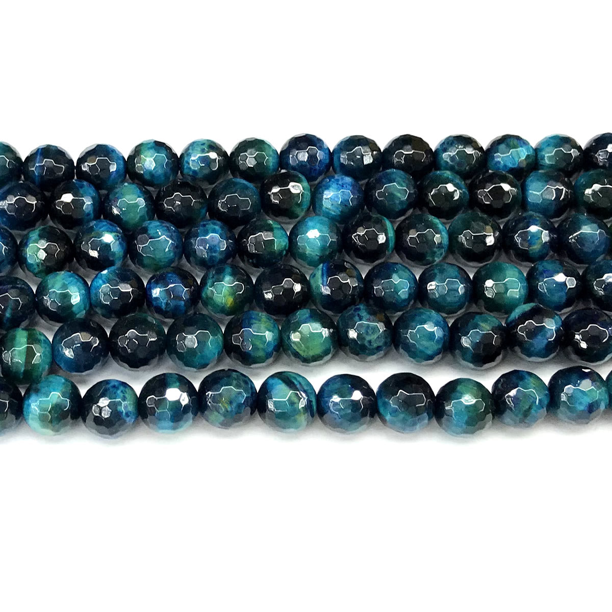 CTE381 Blue Tiger Eye Beads Faceted Round 8mm 15" Strand