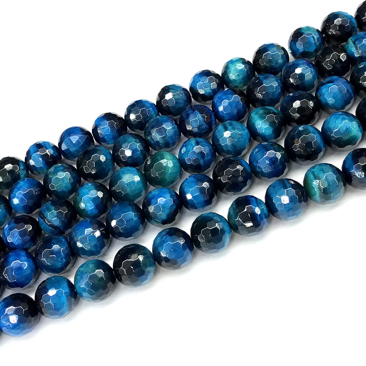 CTE382 Blue Tiger Eye Beads Faceted Round 10mm 15" Strand