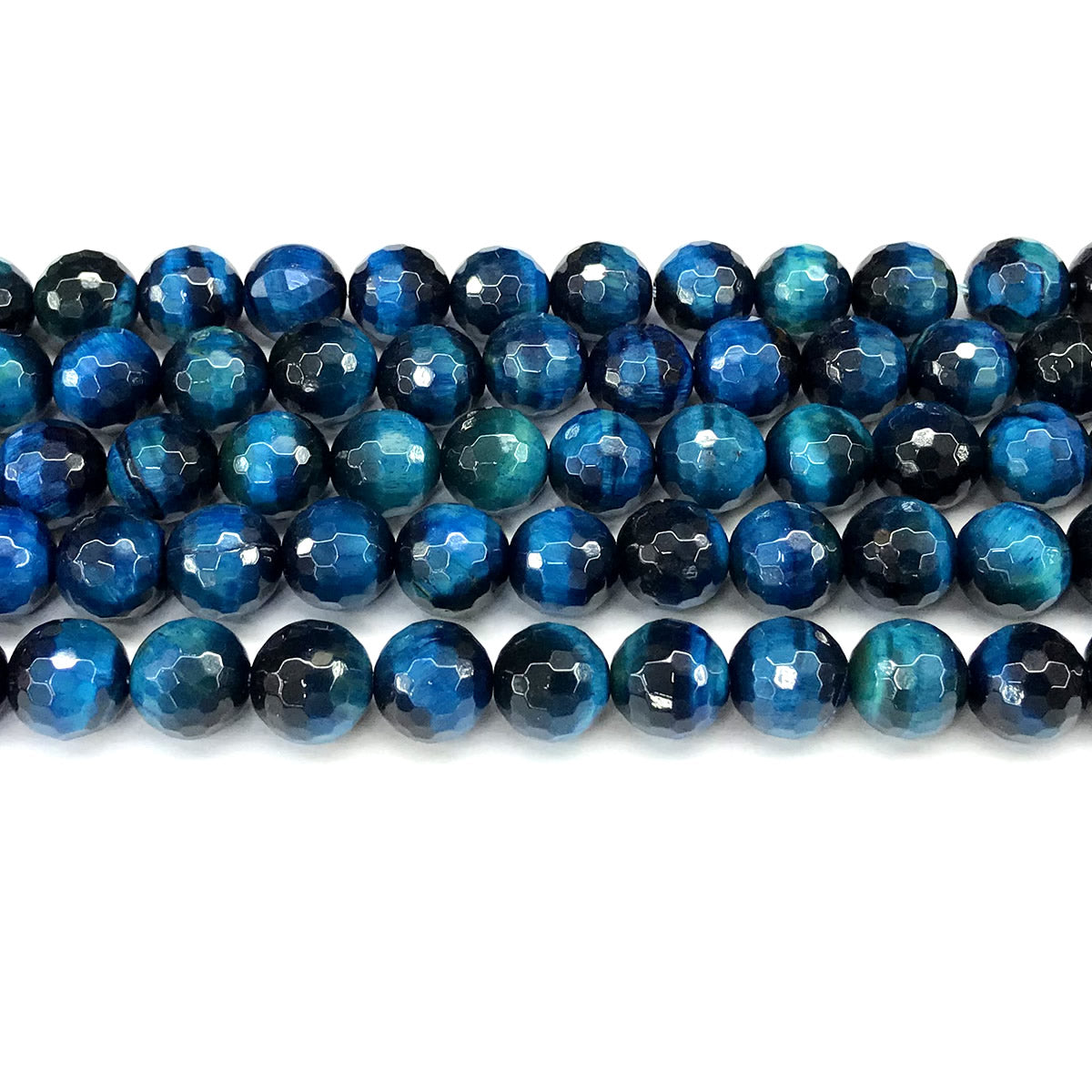 CTE382 Blue Tiger Eye Beads Faceted Round 10mm 15" Strand