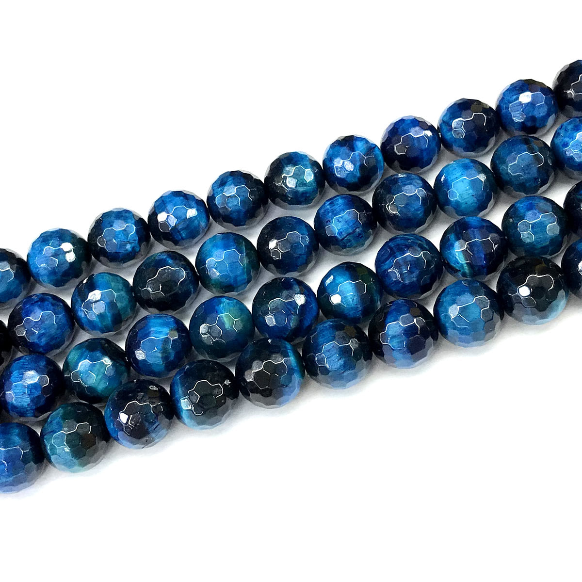 CTE383 Blue Tiger Eye Beads Faceted Round 12mm 15" Strand