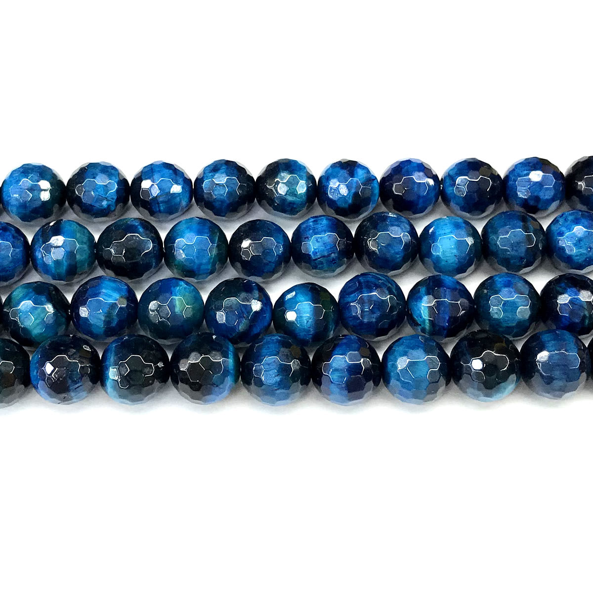 CTE383 Blue Tiger Eye Beads Faceted Round 12mm 15" Strand