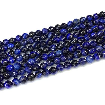 CTE385 Blue Tiger Eye Beads Faceted Round 6mm 15" Strand