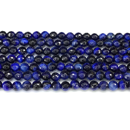 CTE385 Blue Tiger Eye Beads Faceted Round 6mm 15" Strand