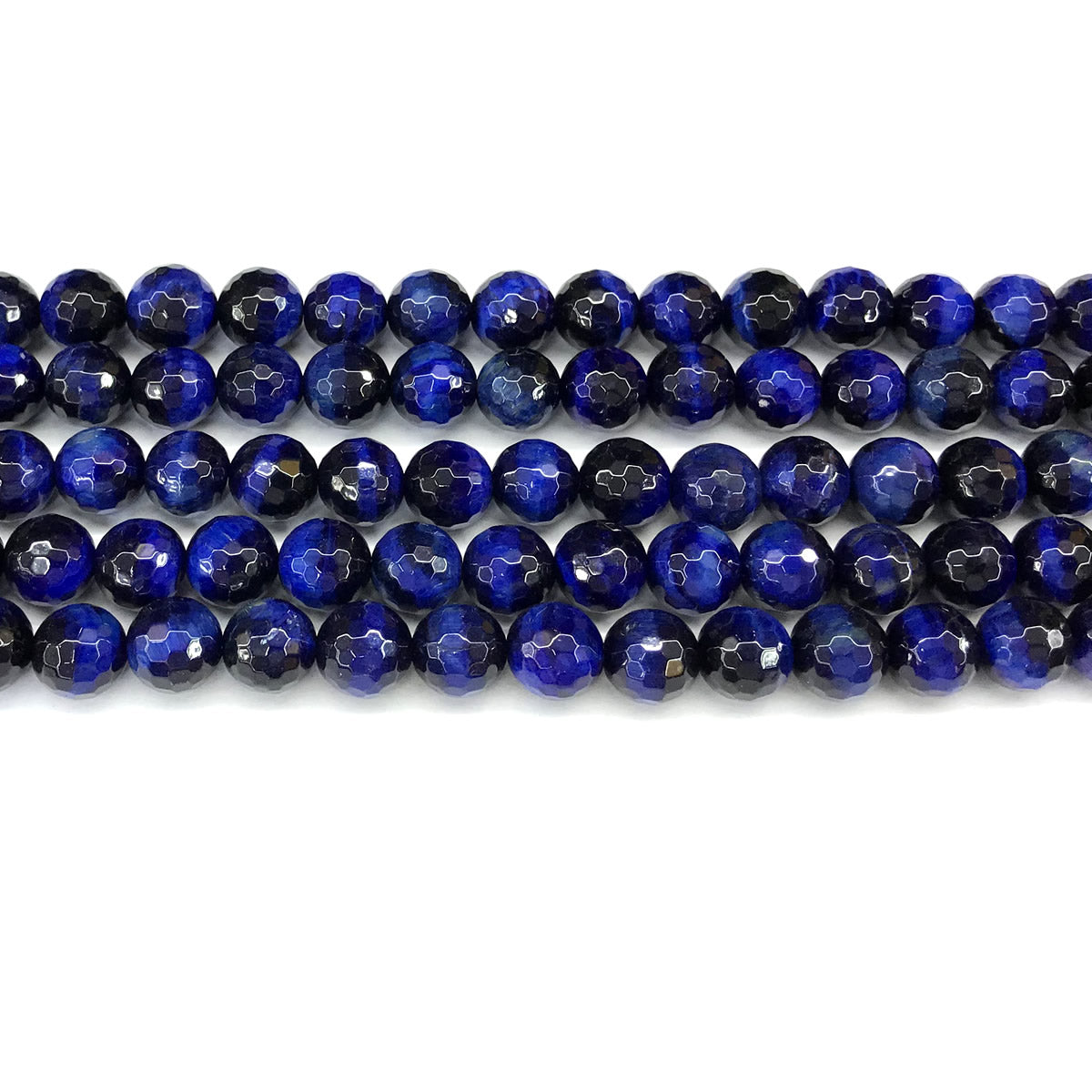 CTE386 Blue Tiger Eye Beads Faceted Round 8mm 15" Strand