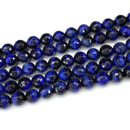 CTE387 Blue Tiger Eye Beads Faceted Round 10mm 15" Strand