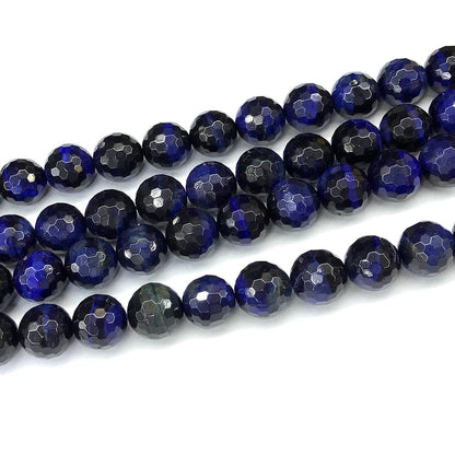 CTE388 Blue Tiger Eye Beads Faceted Round 12mm 15" Strand