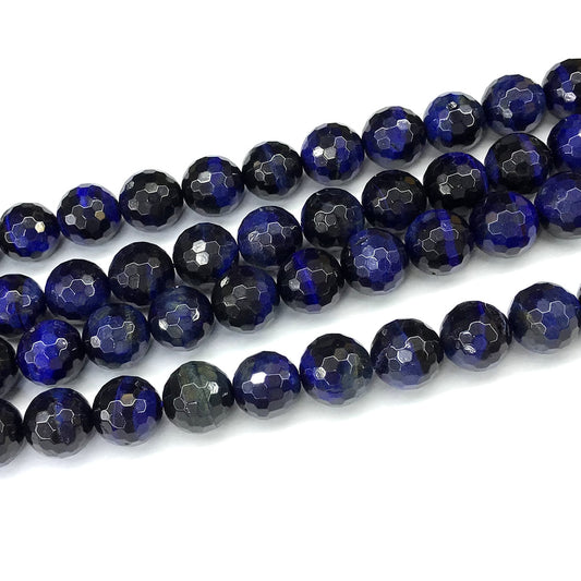 CTE388 Blue Tiger Eye Beads Faceted Round 12mm 15" Strand