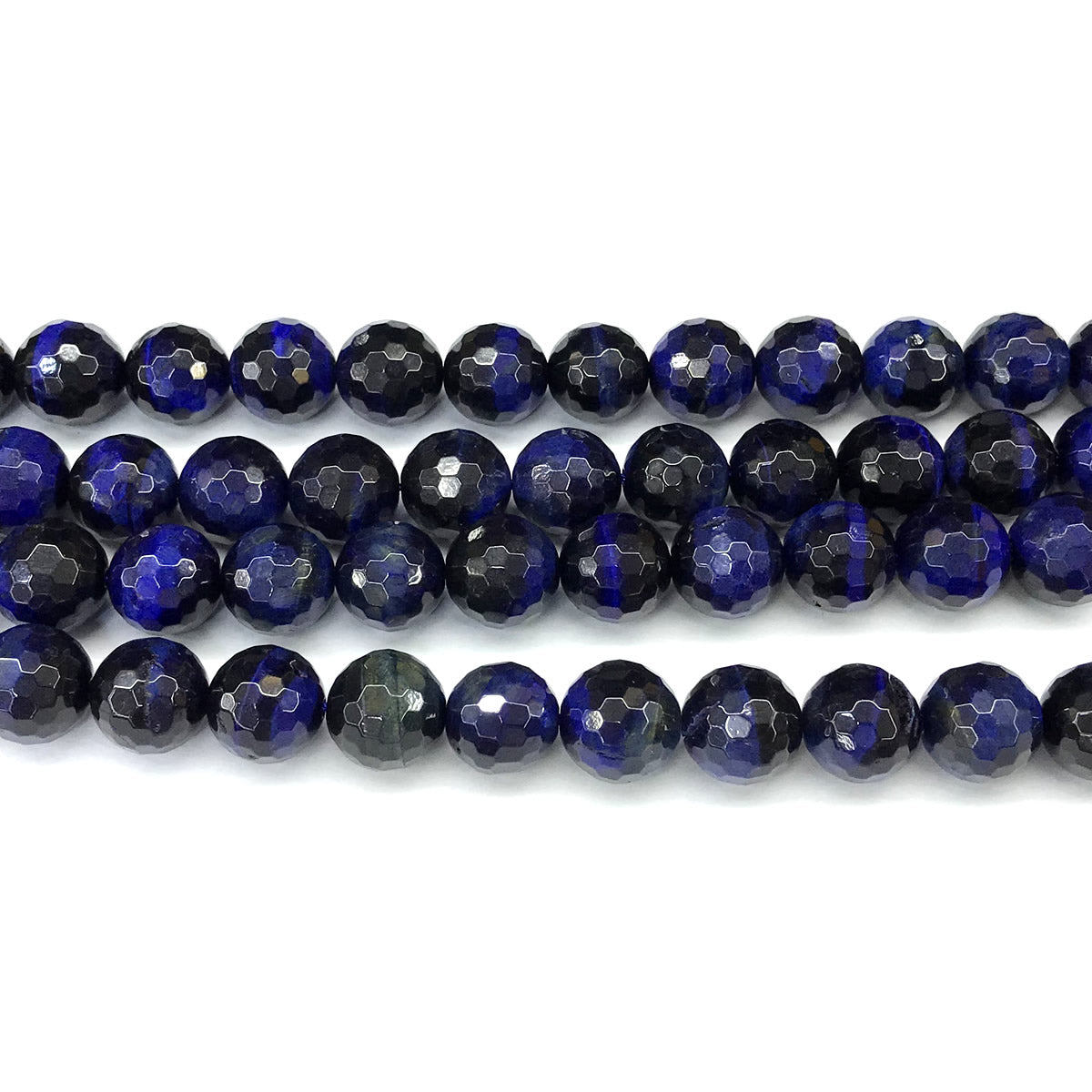 CTE388 Blue Tiger Eye Beads Faceted Round 12mm 15" Strand