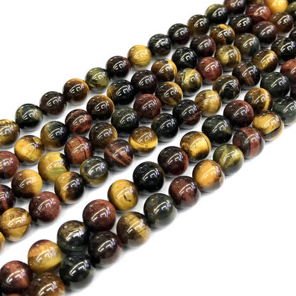 CTE39 Colorful Tiger Eye Beads Smooth Round 8mm 15" Strand