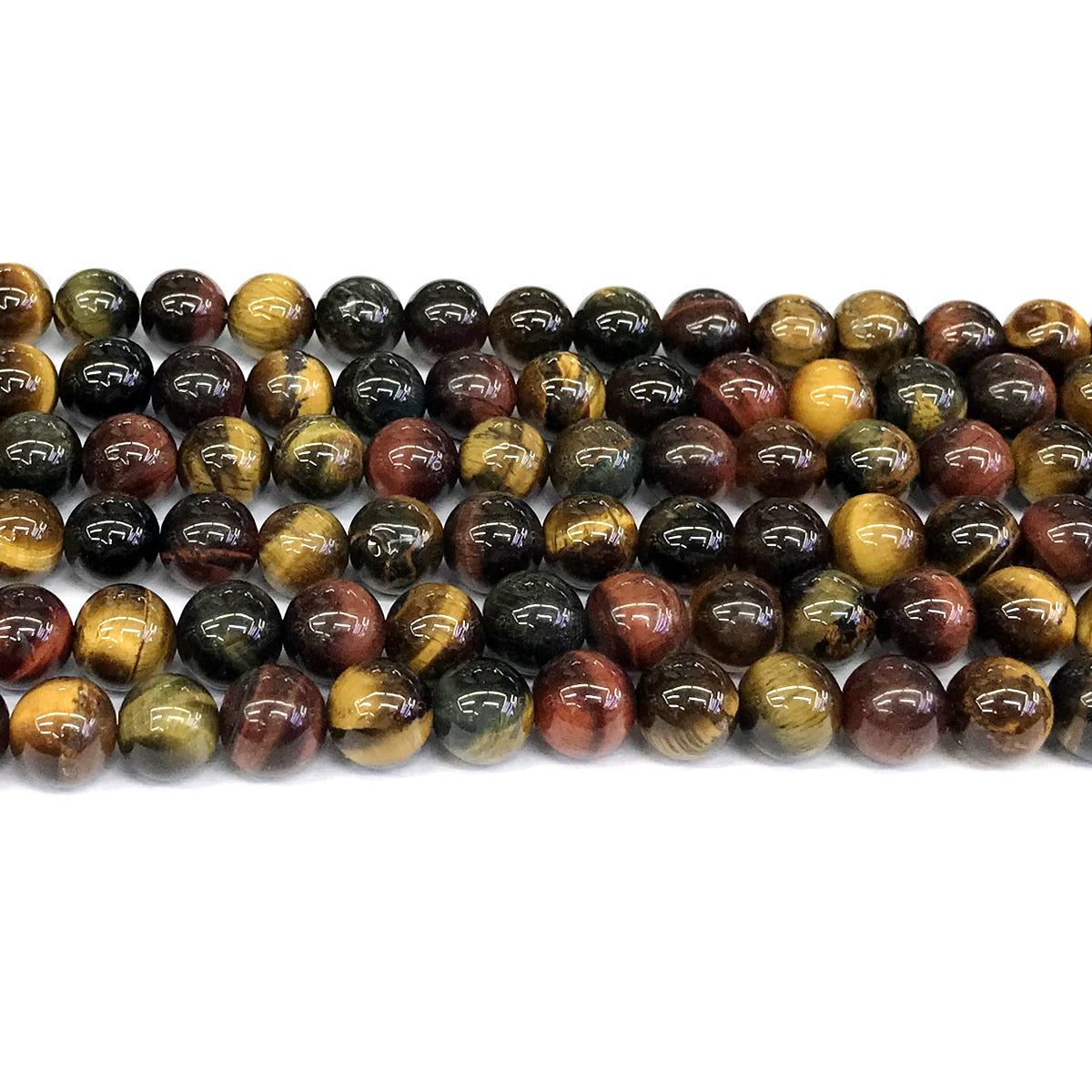 CTE39 Colorful Tiger Eye Beads Smooth Round 8mm 15" Strand